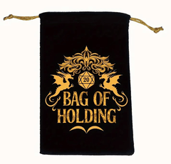 Dice Bag: 4x7 Velvet Black Gold Bag of Holding